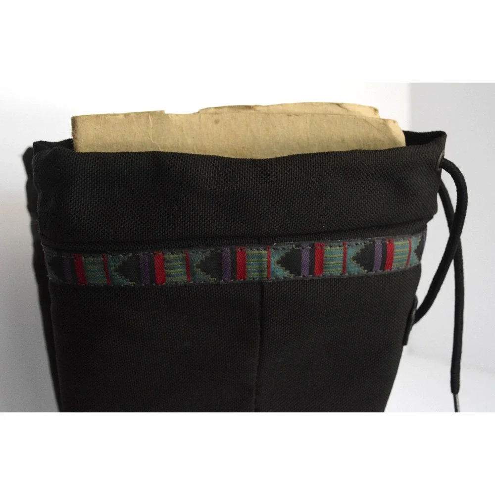 LL Bean Women's Black Canvas Pull On Mid Calf Drawstring Winter Boots Size 7 - Picture 3 of 16